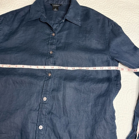 Club Monaco Navy 100% Linen Button Down Shirt - Picture 10 of 11